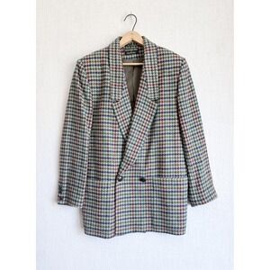 Giorgio Sant Angelo vtg houndstooth plaid wool blazer jacket